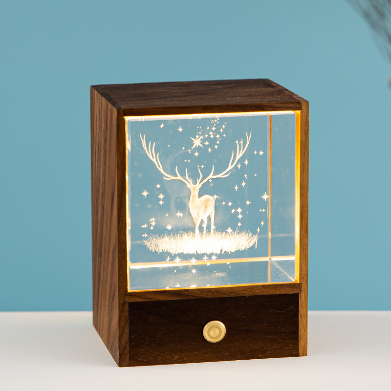 Crystal Night Light Ornament - Elk