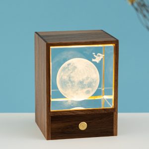 Crystal Night Light Ornament - Moon Astronaut