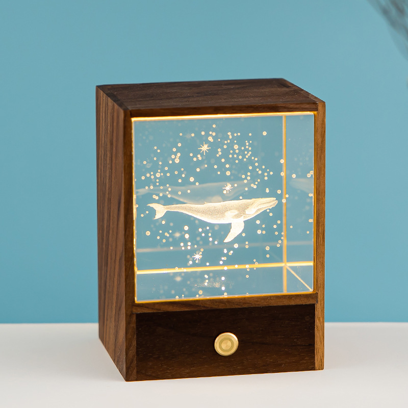 Crystal Night Light Ornament - Whale