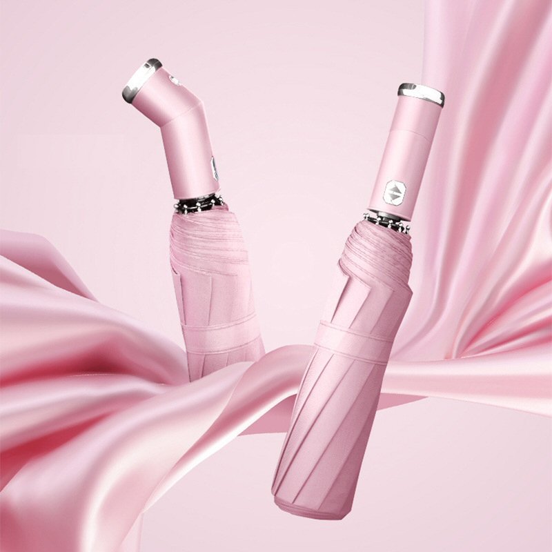 Fully Automatic Umbrella with Torch Light - Pink