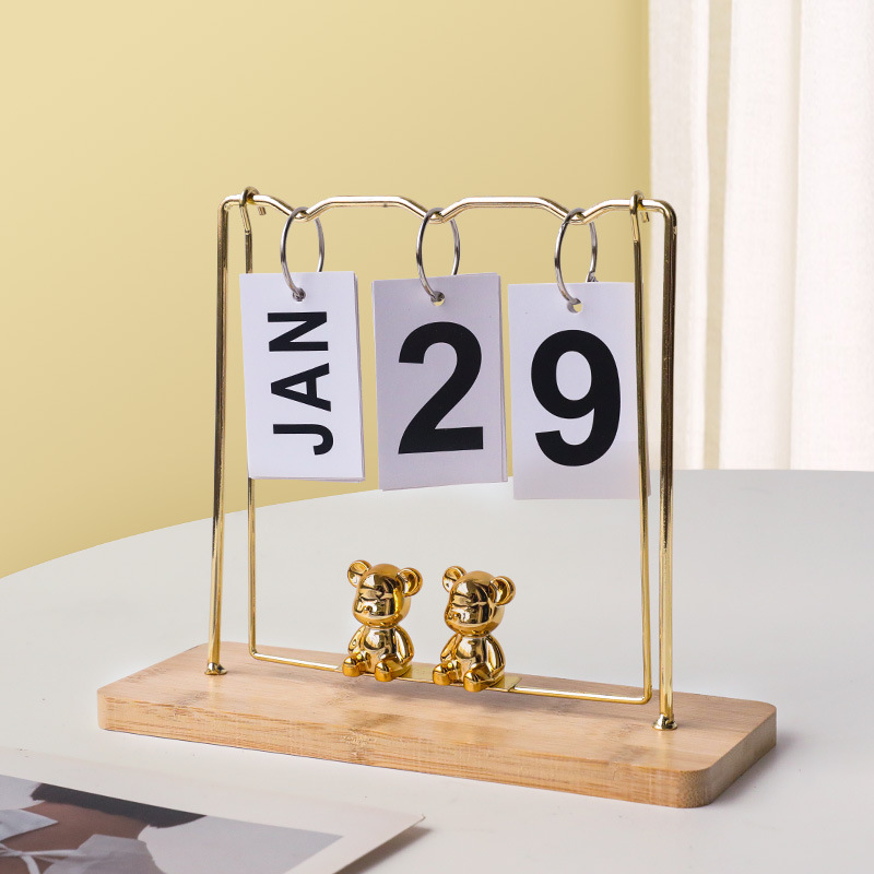 Gold Bear Desk Calendar