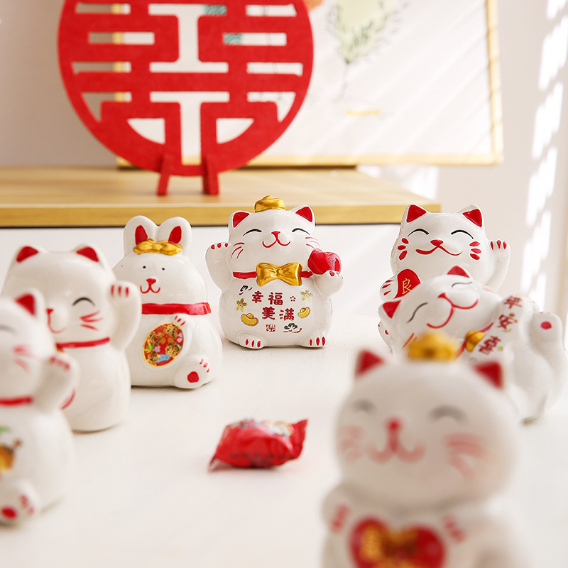 Chinese Wedding Maneki-neko Coin Bank