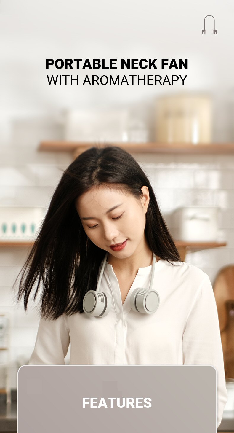 Portable Neck Fan with Aromatherapy Description 01