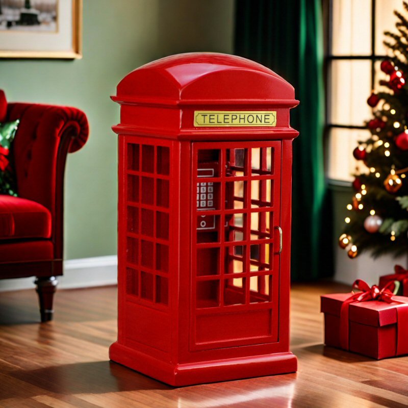 Wooden Music Box - Red Telephone Box Description 3
