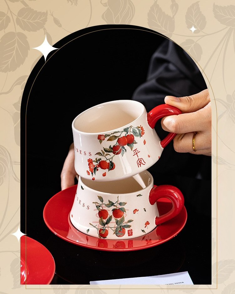 Happiness Ceramic Coffee Cup Gift Set Description 02