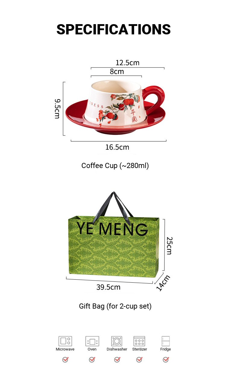Happiness Ceramic Coffee Cup Gift Set Description 03