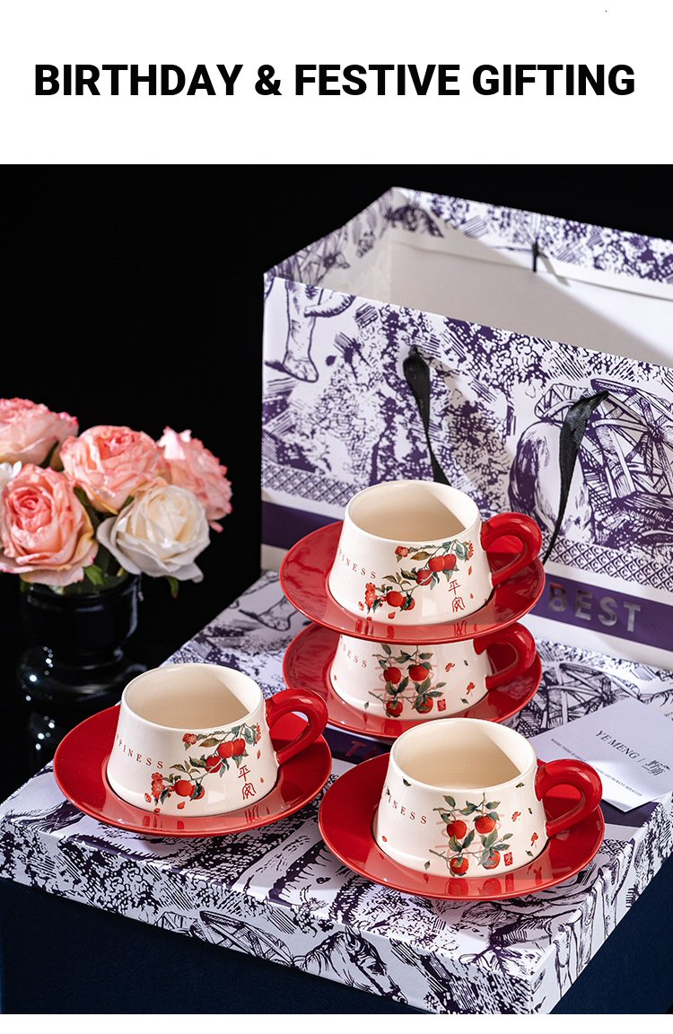 Happiness Ceramic Coffee Cup Gift Set Description 04