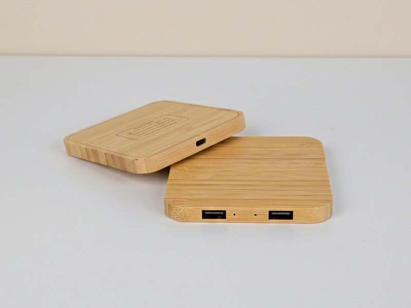 Bamboo Dual USB Wireless Charging Pad