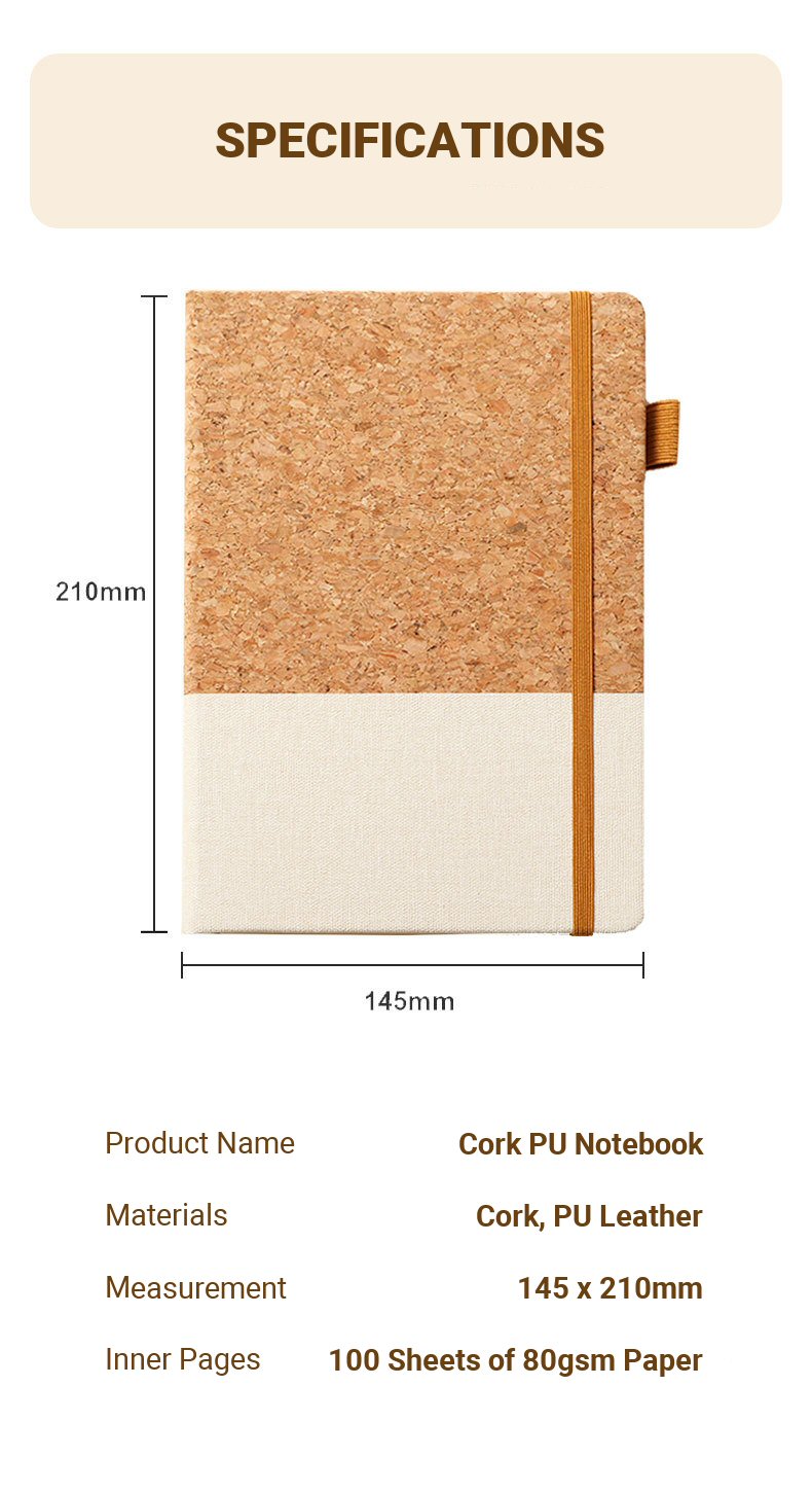 Cork PU Notebook Gift Set Description 02